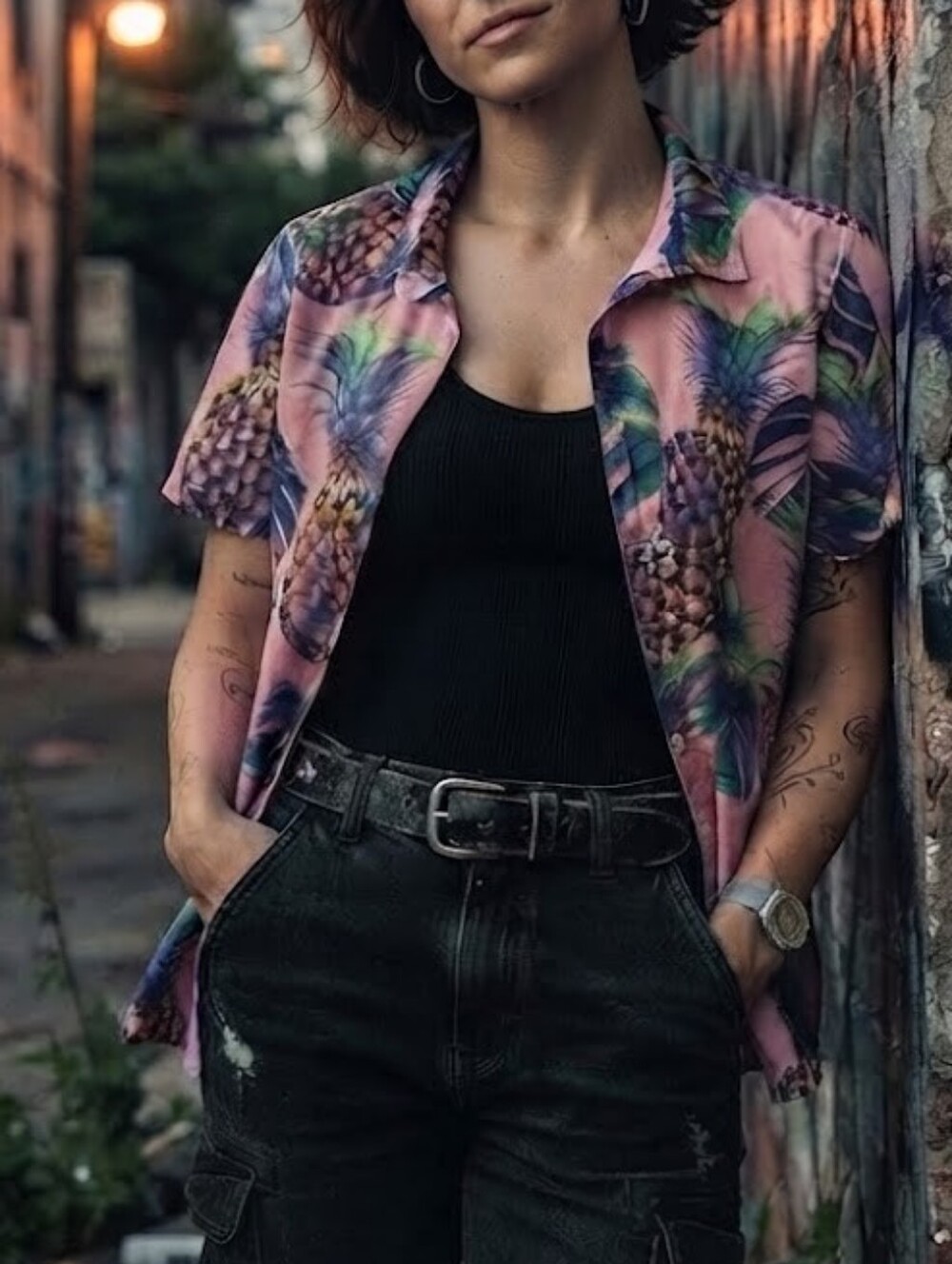 WILDFANG The Essential Tropical Pineapple Print Shirt Size XS